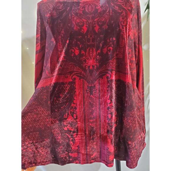 Vtg Dressbarn Velvet Whimsigoth Mixed Media Long Sleeve Top Sz 1X Dark Romance - Picture 7 of 13